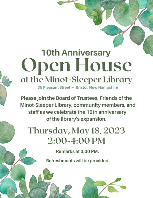 Minot-Sleeper Library 10th Anniversary Open House