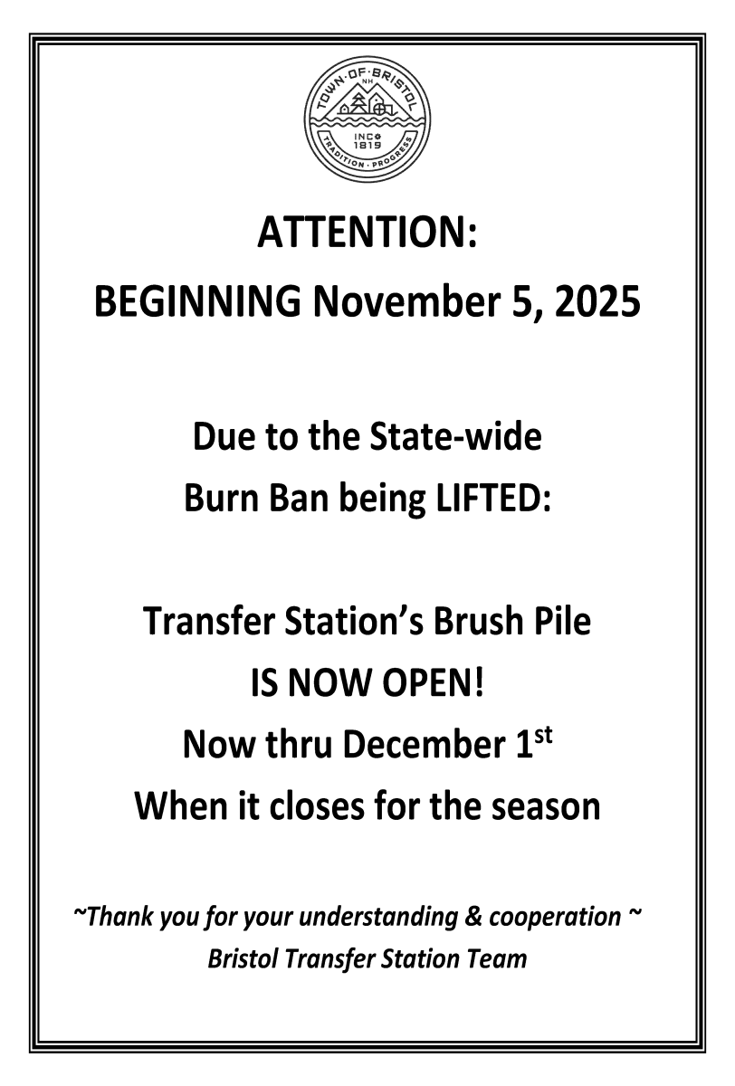 Brush Pile now open thru 12/1