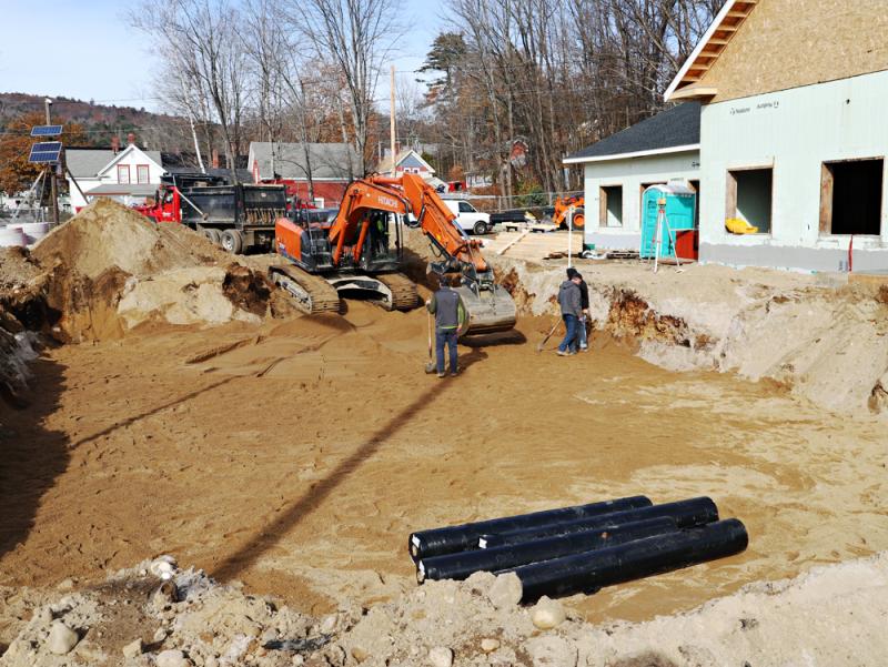 drainage pit being dug