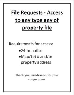 Access to files requires 24 hour notice and map lot or property location