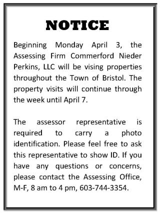 Assessor property visits will continue through the week of April 3 until April 7.