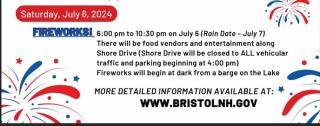 Fireworks July 6 with Rain Date July 7